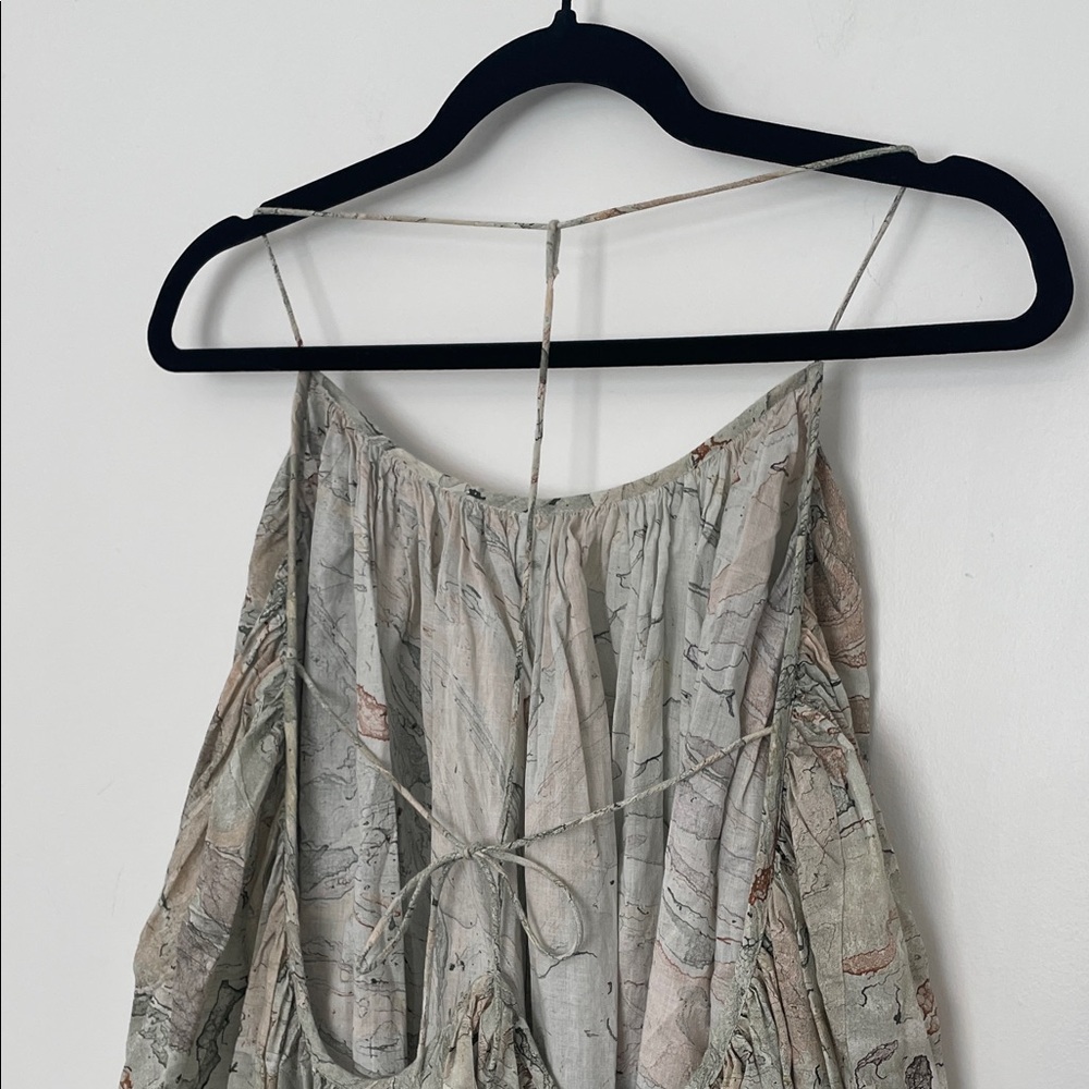 Nicholas K Flowy Marble-Print 100% Cotton Maxi Dress Open Back size Small - Picture 6 of 10